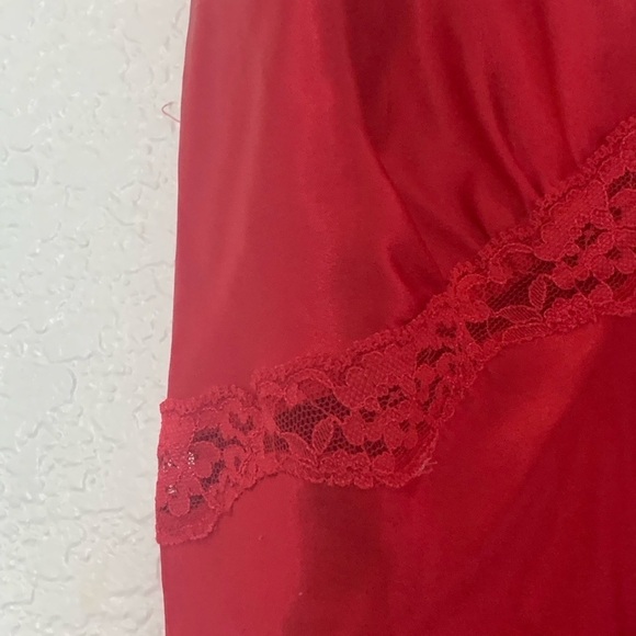 Victoria’s Secret | Red silky lace trim short lingerie size small - Picture 2 of 8